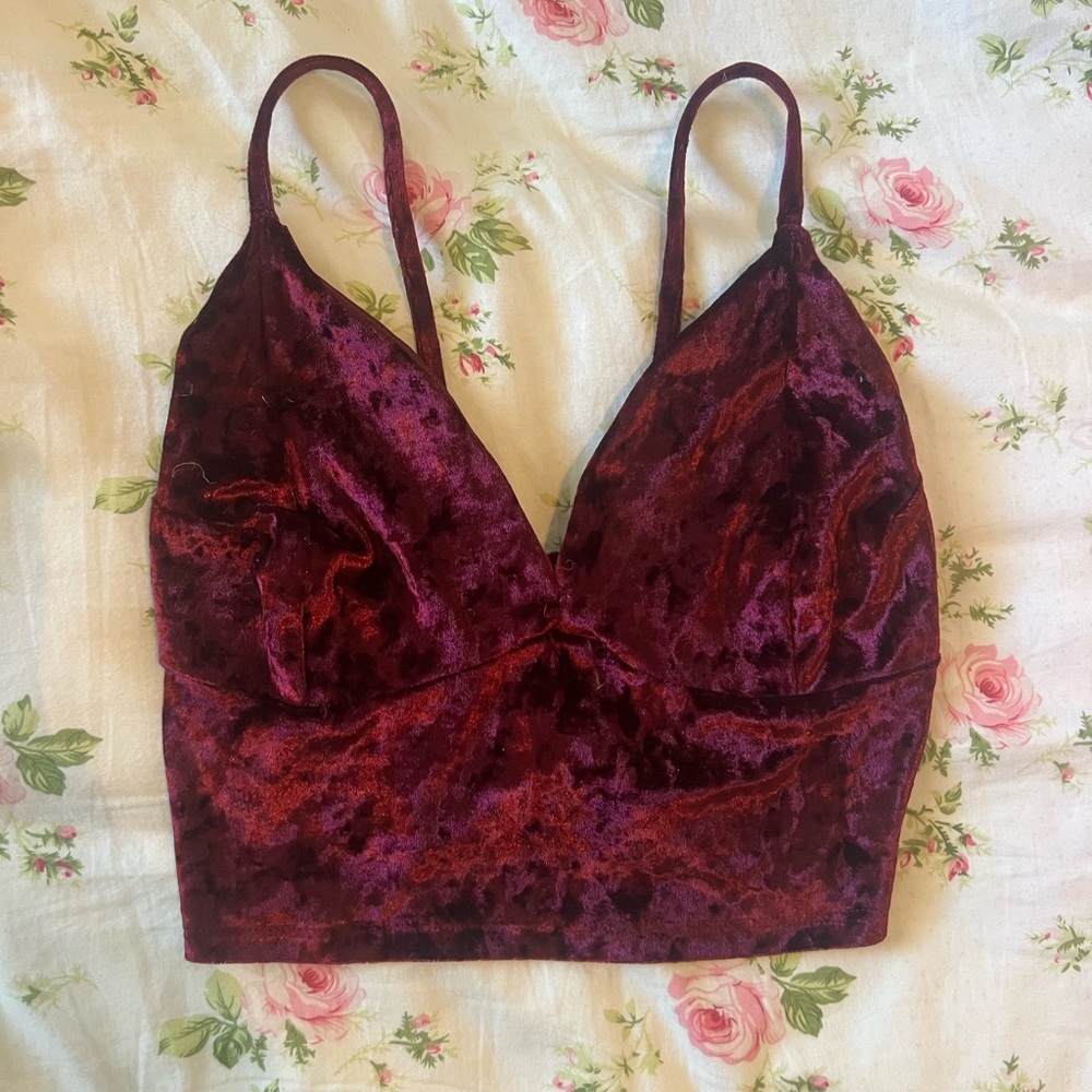 Velvet Burgundy Crop Top Size XS